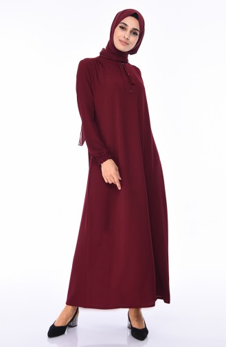 Dunkel Weinrot Hijab Kleider 0060-03