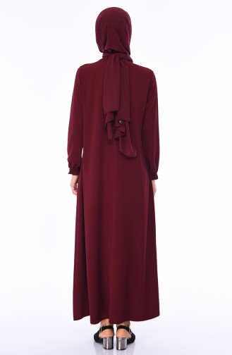 Dunkel Weinrot Hijab Kleider 0060-03