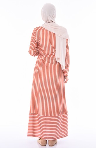 Brick Red Hijab Dress 1090-01