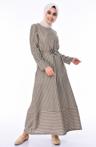 Khaki Hijab Dress 1090-02