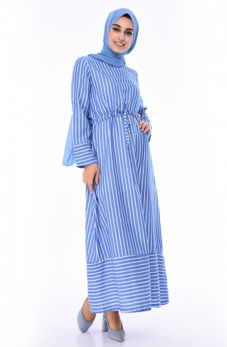 Blau Hijab Kleider 1090-04