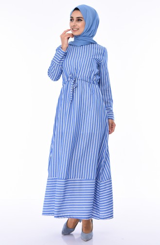 Blau Hijab Kleider 1090-04