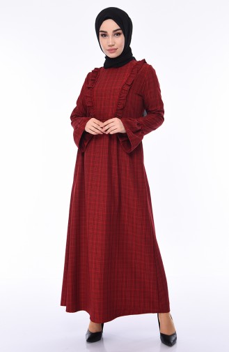 Weinrot Hijab Kleider 1082-02