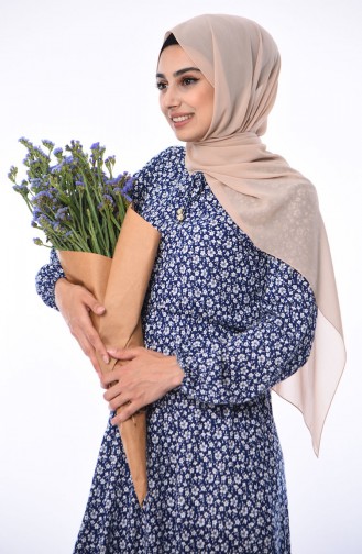 Navy Blue Hijab Dress 1970E-01