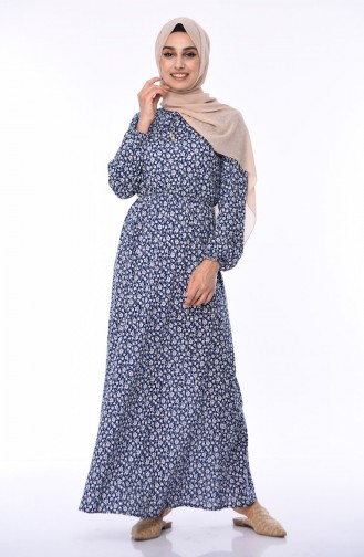 Navy Blue Hijab Dress 1970E-01