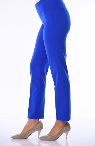 Side Zipper Lycra Trousers 9042-16 Saxe Blue 9042-16