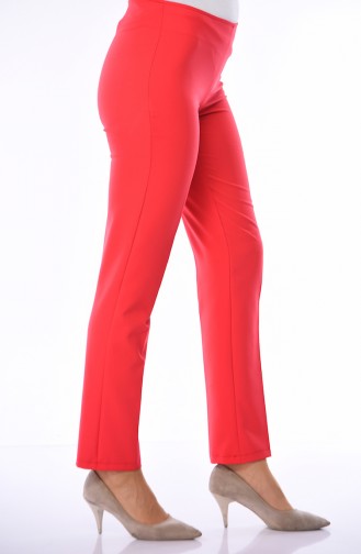 Side Zipper Lycra Trousers 9042-17 Red 9042-17