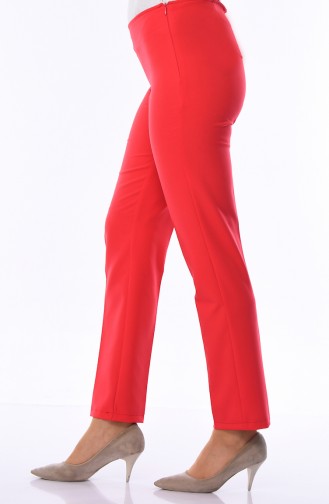 Side Zipper Lycra Trousers 9042-17 Red 9042-17