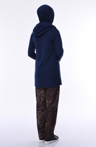 Leopard Print Tracksuit Suit 9354-03 İndigo 9354-03