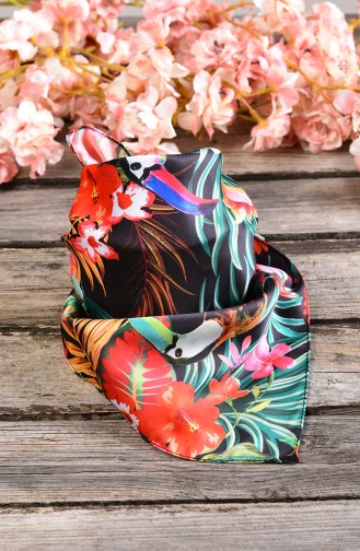 Akel Desenli Saten Bandana 127-01 Siyah