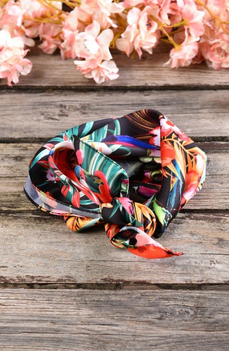 Akel Desenli Saten Bandana 127-01 Siyah