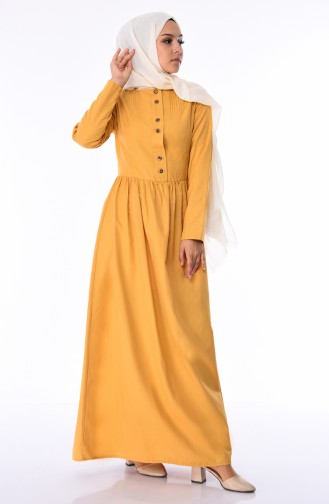 فستان مضلع من الأمام أصفر 7273-05