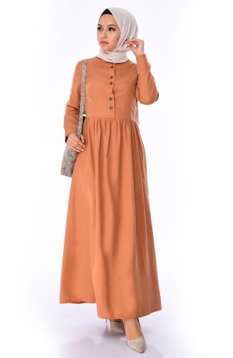 Robe Côtelée Sur le Devant 7273-04 Biscuit 7273-04