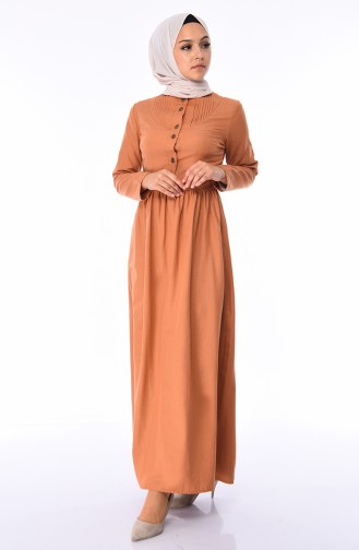 Robe Côtelée Sur le Devant 7273-04 Biscuit 7273-04