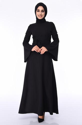 Schwarz Hijab Kleider 81720-01