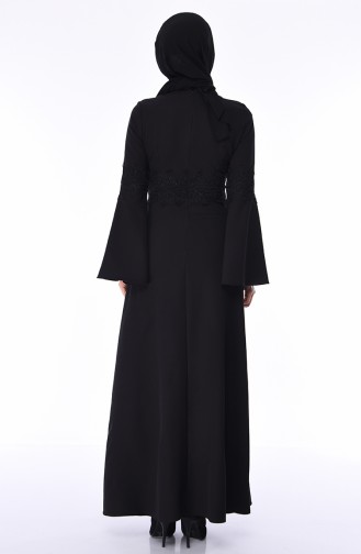 Schwarz Hijab Kleider 81720-01