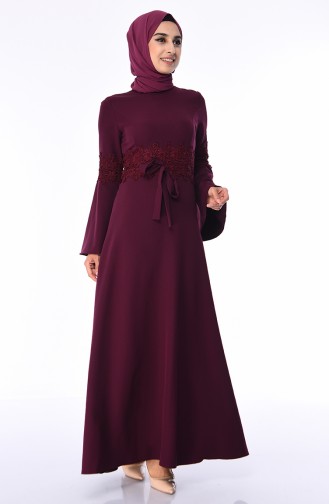 Claret Red Hijab Dress 81720-03