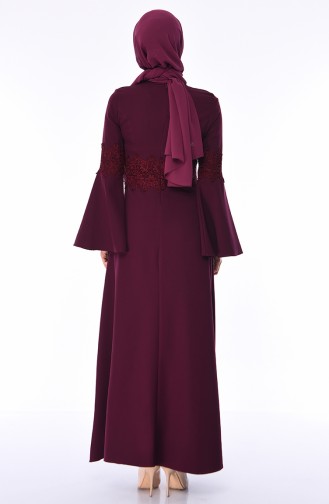 Claret Red Hijab Dress 81720-03