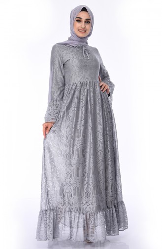 Gray Hijab Dress 81722-02