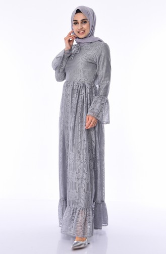 Gray Hijab Dress 81722-02