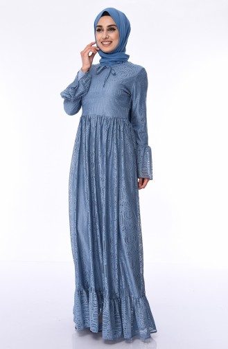 Kleid mit Spitzenüberzug 81722-04 Indigo 81722-04