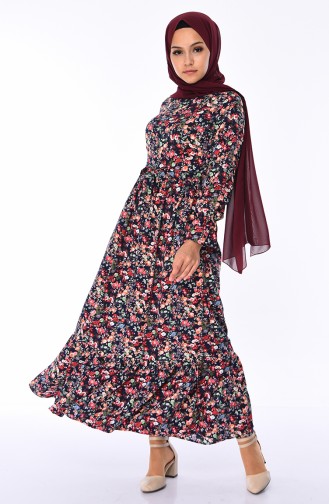 Dunkelblau Hijab Kleider 2077-02
