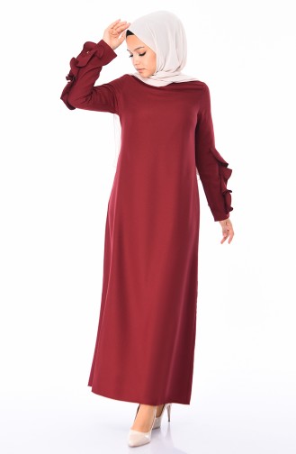 Weinrot Hijab Kleider 1023-08
