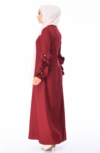 Weinrot Hijab Kleider 1023-08