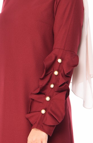 Claret Red Hijab Dress 1023-08