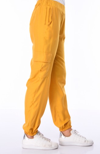 Elastic Waist Cargo Pants 4239-01 Mustard 4239-01