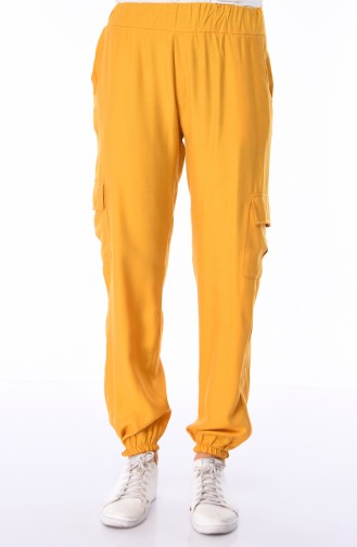 Elastic Waist Cargo Pants 4239-01 Mustard 4239-01