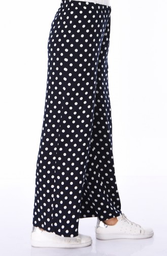 Puantiyeli Yazlık Bol Paça Pantolon 25038-01 Lacivert
