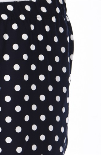 Puantiyeli Yazlık Bol Paça Pantolon 25038-01 Lacivert