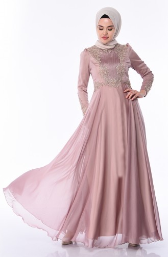 Mink Hijab Evening Dress 6163-01