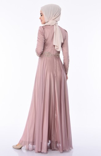 Mink Hijab Evening Dress 6163-01