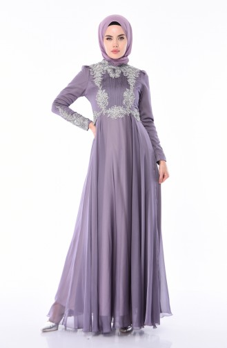 Purple Hijab Evening Dress 6163-02