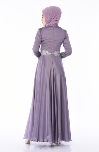 Purple Hijab Evening Dress 6163-02