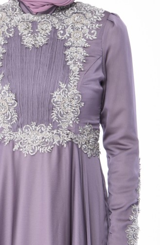 Purple Hijab Evening Dress 6163-02