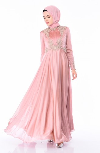 Dusty Rose Hijab Evening Dress 6163-03