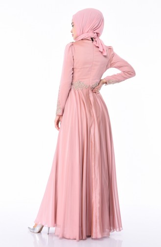 Robe de Soirée Brodée de Perle 6163-03 Rose Pâle 6163-03