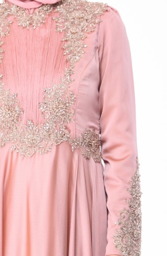 Dusty Rose Hijab Evening Dress 6163-03