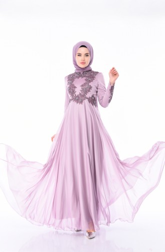 Violet Hijab Evening Dress 6163-05