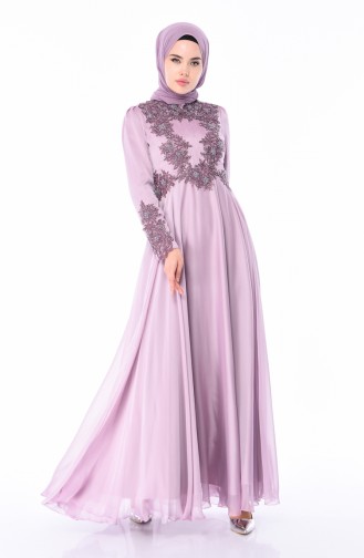 Violet Hijab Evening Dress 6163-05