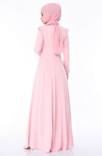 Powder Hijab Evening Dress 6165-01