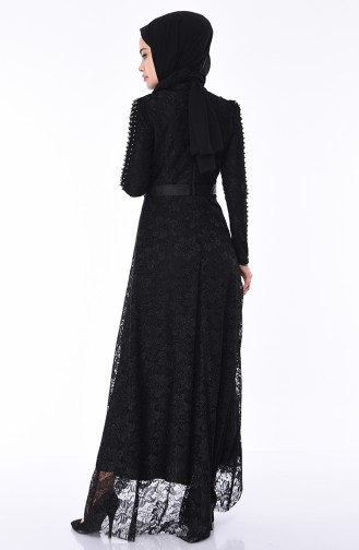 Black Hijab Evening Dress 5030-03