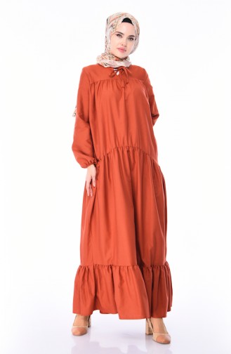 Brick Red Hijab Dress 7268-01