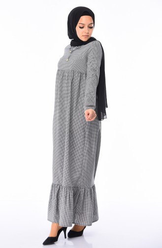 Pötikare Desenli Elbise 1205-01 Siyah