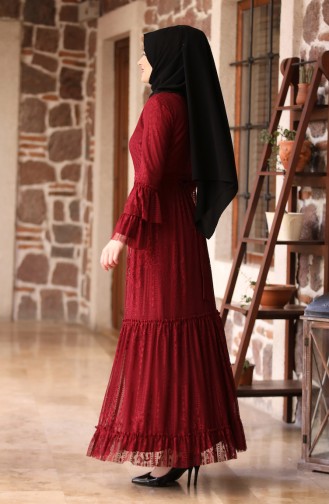 Claret Red Hijab Dress 3152-06
