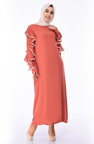 Brick Red Hijab Dress 9088-01