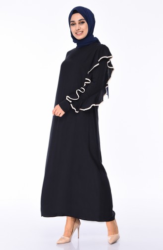 Navy Blue Hijab Dress 9088-02